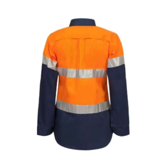 Picture of WorkCraft, Womens, Shirt, Long Sleeve, Lightweight, Hi Vis, Two Tone, Vented, Cotton Drill, CSR Reflective Tape